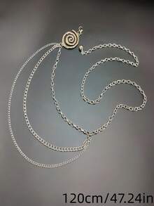 1pc Multi-Size Women's Multi-Layer Spiral Waist Chain, Y2K/Baddie Accessory, Suitable For Party, Vacation And Daily Outfit Summer Outfits - Spiral Multi-layer - View 10