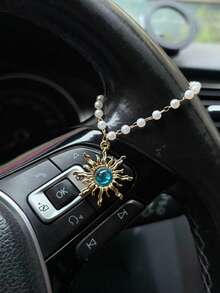 1pc Pearl Sun Decor Car Steering Wheel Chain, Creative Steering Wheel Pendant Car Interior Accessory - Pearl Sun - View 6