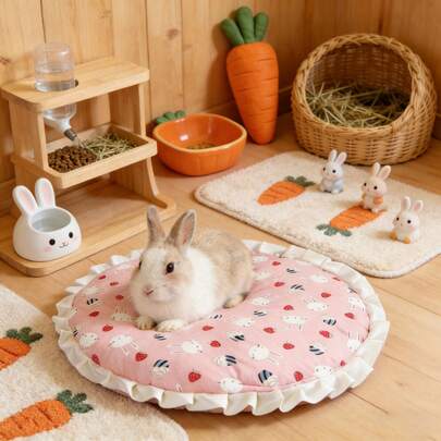 1 tấm đệm ngủ tròn cho thú cưng, phù hợp với động vật nhỏ, sử dụng được quanh năm, thoáng khí và ấm áp cho mùa xuân/hè, thích hợp làm giường cho chó/mèo và đồ dùng cho thú cưng, dễ thương và thoải mái.