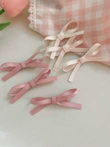 Pinzas para el cabello con lazo de cinta de tela elegante, versátiles en azul, rosa, negro y blanco para el flequillo lateral, adecuadas para uso diario y festivo - Multicolor - Ver 6