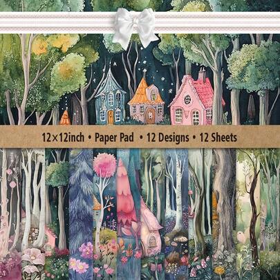 12x12 Inch Flower Scrapbook Paper Pad 12 Designs 12 Sheets Craft Paper, Scrapbooking Card Making Photo Albums Journaling Art Projects And Decorative Crafts