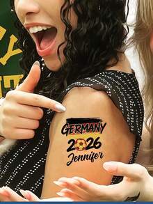 定制姓名世界杯 2026 临时纹身贴纸，个性化足球脸部身体纹身贴纸，国家队旗帜设计，体育迷派对用品，比赛日配件装饰礼品套装，啦啦队活动庆祝活动，10/20/30/60 片装可选。 - 彩色 - 查看 4