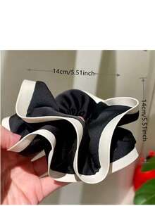 1pc French Style Black & White Scrunchie, Suitable For Daily Wear - Black and White - View 2