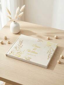 Sổ lưu niệm đám cưới tùy chỉnh, 1 cuốn, chữ tùy chỉnh, bìa cứng bằng vải lanh, sổ ký tên đám cưới cá nhân hóa với thiết kế hoa văn, kỷ niệm đám cưới. - Nhiều màu - Xem 22