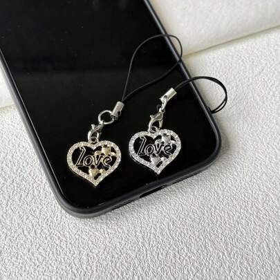 1/2 chiếc mặt dây chuyền hình trái tim sáng bóng, quà tặng tỏ tình chất lượng cao, phụ kiện điện thoại tối giản thanh lịch, thích hợp làm móc khóa, tai nghe, điện thoại thông minh.