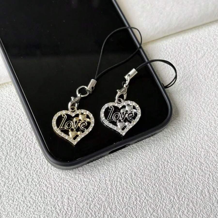 1/2 chiếc mặt dây chuyền hình trái tim sáng bóng, quà tặng tỏ tình chất lượng cao, phụ kiện điện thoại tối giản thanh lịch, thích hợp làm móc khóa, tai nghe, điện thoại thông minh.