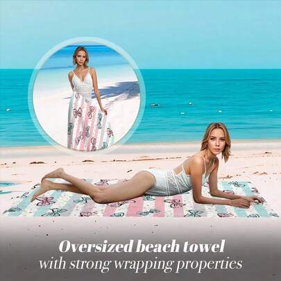1pc Soft Butterfly Print Microfiber Beach Towel, Suitable For Beach, Swimming Pool, Camping And Travel, Bathroom, Fitness, Yoga. Microfiber Material Is Soft And Comfortable, Highly Absorbent, Lightweight And Portable, Windproof And Sun-Proof, Prevent Sand In Summer Travel, Bathroom Decor