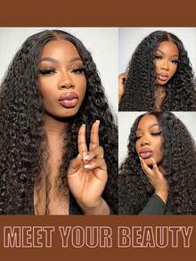 13x4蕾丝前融合假发，250密度深波浪假发，黑色卷发假发，带婴儿发的蕾丝前融合假发，深卷发假发 - S1 - 查看 6