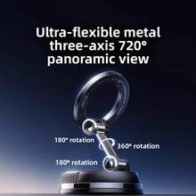 新款可折叠旋转多功能稳定磁吸手机支架，适用于网约车司机，带导航功能，真空吸盘和防滑硅胶底座 - 黑色 - 查看 3