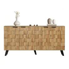 Modern 4-Door Sideboard, 160.5 X 35.5 X 78 Cm – Practical Design For Living Room, Bedroom And Dining Room. - Warna alami - View 1