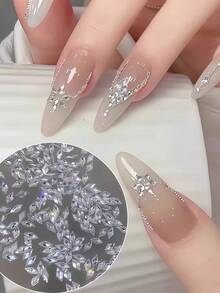 200pcs Sparkling Mini Rhombus Edged Zirconia Nail Art Rhinestones, Small Flat Bottom Diamond Nail Decorations Nails - White - View 9