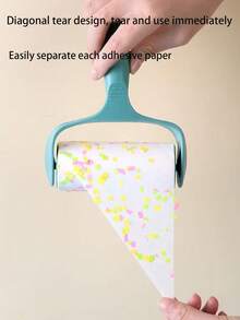 1pc Detachable Household Roller Lint Remover, Suitable For Pet Hair & Clothing - 1 Handle + 1 Replacement Part - View 5