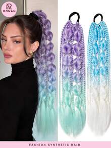 24英寸单件手工渐变色泡泡辫，耐热合成发，非常适合节日和派对 - 彩色 - 查看 2