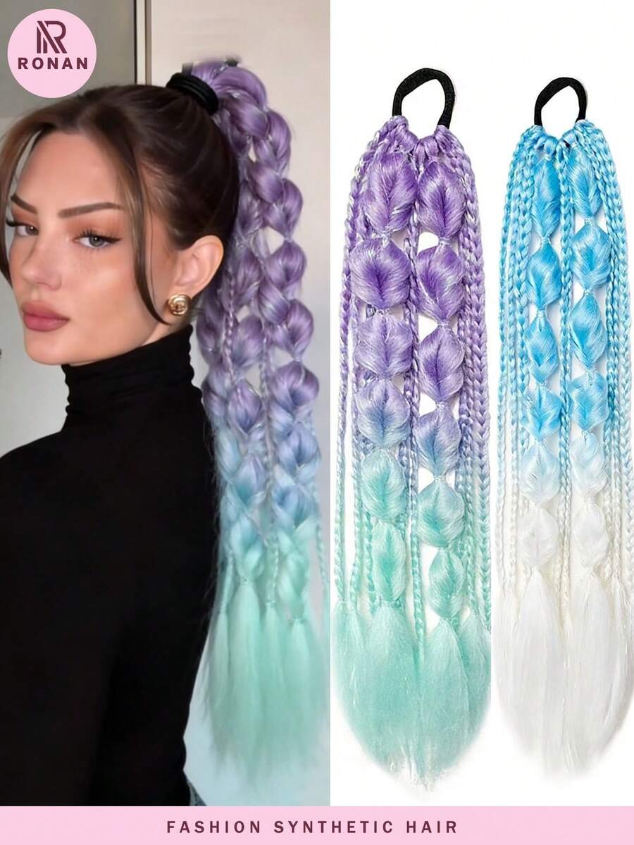 24英寸单件手工渐变色泡泡辫，耐热合成发，非常适合节日和派对