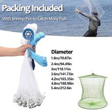 1PC Heavy Duty Saltwater Cast Fishing Net Hand Throw Bait Trap Net Equipped With Solid Steel Weight Sinkers - A - View 2