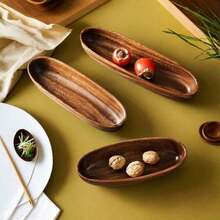1 Khay sushi Nhật Bản, Khay khăn lau chén hình thuyền, Bát gỗ, Đĩa ăn tối, Bát salad, Đồ dùng khách sạn, Đĩa trái cây và đồ ăn nhẹ - màu nâu - Xem 5