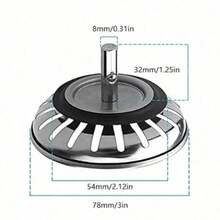 Stainless Steel Kitchen Sink Strainer And Drain Stopper - Polished Drain Plug With Hair Catcher Filter For Bathroom And Kitchen Drain Protection - Multicolor - View 3