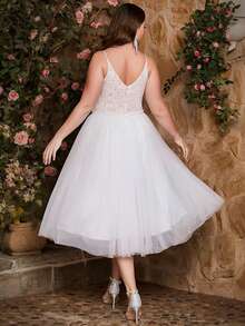 Đầm Plus Size Nghề thêu Dây kéo màu trơn Hấp dẫn - trắng - Xem 2