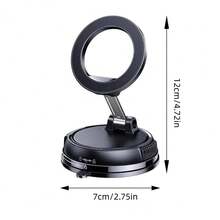 新款可折叠旋转多功能稳定磁吸手机支架，适用于网约车司机，带导航功能，真空吸盘和防滑硅胶底座 - 黑色 - 查看 5