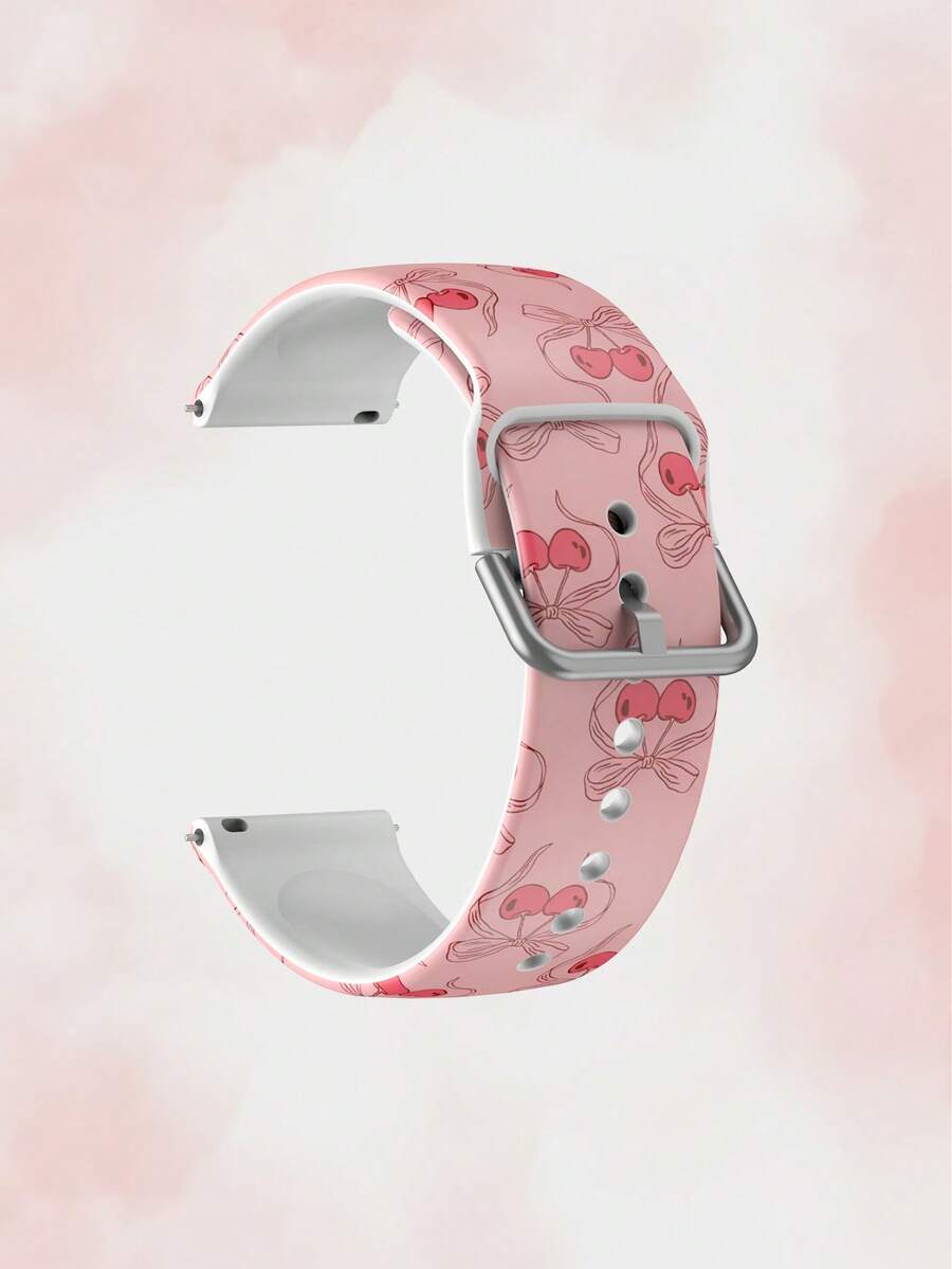 20/22mm Universal Smartwatch Band Compatible With Samsung, Honor Watches - Silicone Strap With Cherry Fruit Pattern, Compatible With Huawei GT2/GT3, Watch 3/Galaxy - Multicolor - View 1