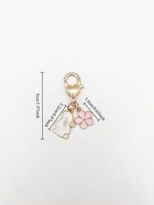 1 pieza/6 piezas Lindo encanto de conejo blanco mini, decoración de flor rosa, colgante de corazón adorable, pequeño accesorio para bolso, mochila, decoración de habitación, uso diario, regalo para accesorios de bolso de vacaciones. Charms para bolso, regalos de maestro - Multicolor - Ver 4