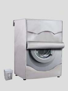 Waterproof & UV-Resistant Front-Loading Washing Machine Cover, Dustproof & Sunscreen With Roller Blind Window, Durable Oxford Cloth Cover Suitable For Indoor & Outdoor Use, Fits Most Front-Load Washers, Great For Balcony, Patio And Bathroom - Grey - View 7