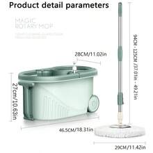 Rotary Mop And Bucket Set, Mop Bucket For Bathroom, School Bathroom, 360° Rotary Mop Bucket System, With 4 Replacement Microfiber Mop Heads And A 47-Inch Adjustable Handle, Used For Floor Cleaning, Bucket-Style Floor Cleaning Tool - Phiên bản nâng cấp, màu đen và đỏ, kèm theo bốn cây lau nhà. - Xem 11