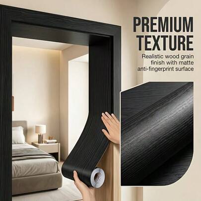 1 Rotolo 5m X 10cm Carta da parati adesiva rimovibile effetto legno, adatta per cornici di porte, battiscopa e zoccolini