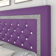 Upholstered Bed Frame, Modern Platform Bed Frame With Headboard And Footboard, No Boxing Spring Needed, Easy Assembly, Black// Pink/ Purple/ White/ Beige / Green, Twin/ Full// King - 紫色 - 查看 4