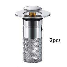 1个毛发收集过滤器，弹出式浴室水槽排水器，不锈钢水槽过滤器带毛发收集器，镀层，适用于排水孔直径3.4-4.0厘米，请检查您的排水孔尺寸！ - 銀色 - 查看 15