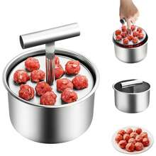 Stainless Steel Meatball Machine, 12/6 Ball Manual Pressing Type Meatball Machine, Portable Meatball Making Tool, Simple Stainless Steel Meatball Making Mold, Kitchen Household Cooking Tool - Multicolor - View 1