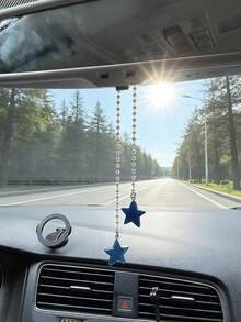 闪亮五角星吊坠可爱仿珍珠串珠汽车后视镜装饰品精致节日派对首饰母亲节礼物。 - 五角星掛飾 - 查看 7