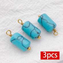 2 mặt dây chuyền đá tự nhiên hình cột 6x10mm kèm đế thép không gỉ, dùng để tự làm trang sức (bông tai, vòng cổ, vòng tay). - Mặt dây chuyền - Xem 15