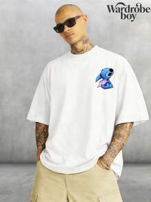 Disney Authorized Short Sleeved Printed T-Shirt, Stitch Printed T-Shirt,Graphic Tees, Cotton Graphic Tees,Funny Graphic Tees,Suitable For Family Travel And Vacation. Mother's Day T-Shirt, Suitable For Both Men And Women. Cotton T-Shirt, Comfortable And Breathable. - 白色的- - 查看 3