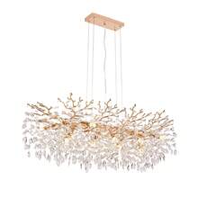 Modern Luxury K9 Crystal Tree Branch Chandelier, 18-49" Large Gold Linear Island Lighting, 7-14 Light Artisan Branching Pendant Light For Dining Room, Living Room, Foyer - Retro - View 6