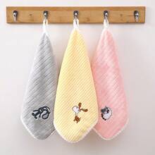 3条装超柔软新款动物刺绣大毛巾，珊瑚绒刺绣，柔软速干，吸水性强，多用途，适合居家、厨房和浴室使用，节日送礼佳品 - 多款式可選 - 查看 11