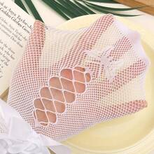 1pc Lolita Ruffle Bow Knee High Socks, White Fishnet Diamond Pattern, Cute Kawaii Calf Socks For Women - 白色的 - 查看 6