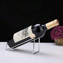 Estante de vino de metal no empotrado soporte de mesa para botellas de vino soporte para botellas de vino diseño geométrico para mesa soporte perfecto para vino plateado - plateado - Ver 4