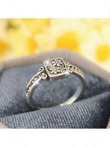 1pc Vintage Carved Flower Decor Women's Ring For Party, Festival, Casual Wear, Daily Wear Jewelry Valentines,Mom,Mother,Mother's Day,Gift TEDH CDNU - Bạc - Xem 2