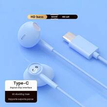 Wired Earphones, Semi-In-Ear Design, Compatible With Smartphones And Computers, Suitable For Gaming, Live Streaming And Karaoke, Built-In Remote Control And Microphone, HD Call, Hi-Fi Bass Sound Quality, Suitable For Sports Like Running And Skipping, Fashionable Appearance, Universal 3.5mm And Type-C Interface, Suitable As High-End Gift For Friends, Cool Gaming Earphone Gift - Blue - View 12