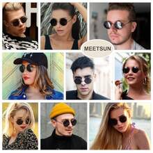 Small Round Polarized Sunglasses For Men Women Metal Retro Hippie Circle Sun Glasses Driving Festival Cosplay UV400 - 黑色/灰色 - 查看 3