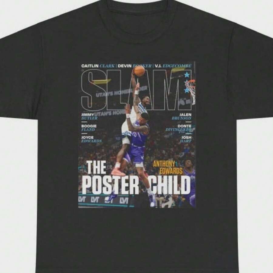Anthony Edwards SLAM Magazine T Shirt Nba Shirt - Black - View 1