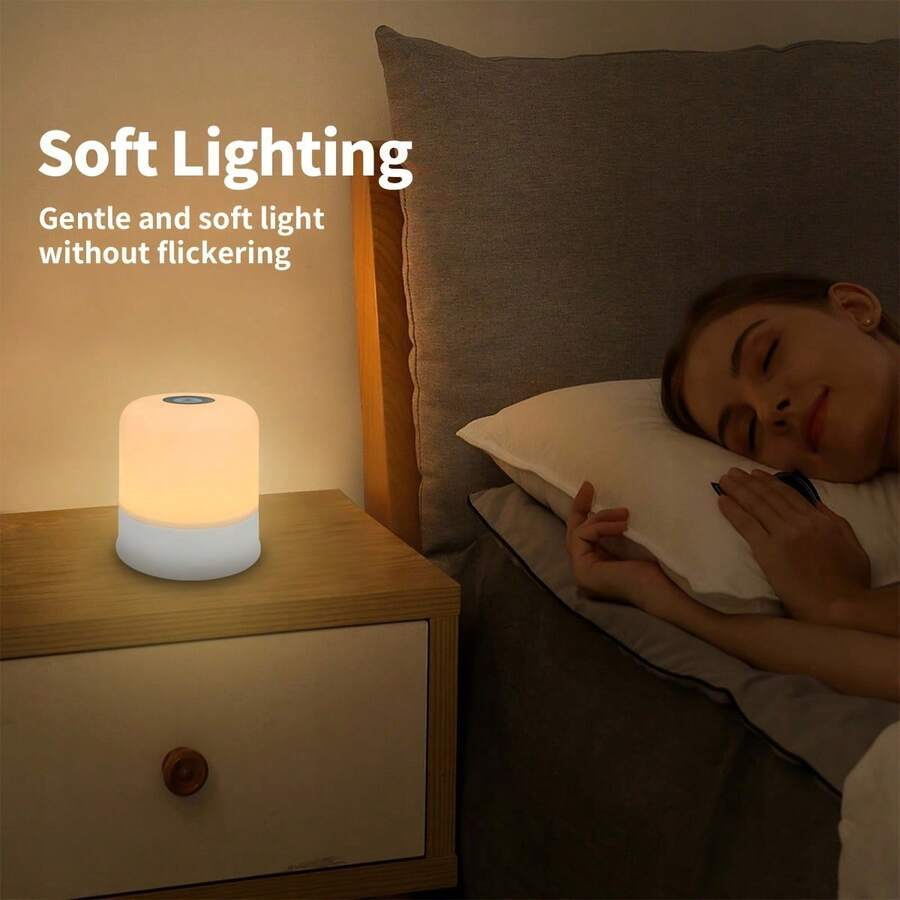 Đèn ngủ cảm ứng 1 chiếc, đèn LED 3 màu ánh sáng ấm có thể điều chỉnh độ sáng, sạc USB, đèn ngủ cảm ứng di động, thích hợp trang trí phòng ngủ, phòng khách và bàn làm việc, quà tặng lãng mạn. - 16 màu ánh sáng có thể điều chỉnh - Xem 1