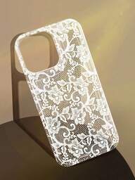 Lace 1pc Transparent Colorful Painting Girl Style Pure White Lace Pattern Shockproof Phone Case Suitable For IPhone 17/17 Pro/17 Pro Max/16/16 Pro/16 Plus/16 Pro Max/15/15 Pro/15 Pro Max/15 Plus/14/14 Pro/14 Plus/14 Pro Max/13/13 Pro/13 Pro Max/12/12 Pro/12 Pro Max/11, Girl Style Lace Pattern Transparent Soft Case