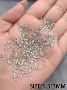 200pcs Sparkling Mini Rhombus Edged Zirconia Nail Art Rhinestones, Small Flat Bottom Diamond Nail Decorations Nails - White - View 6