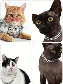 Vòng cổ cho thú cưng bằng hợp kim đính đá 13mm, kiểu dây xích Cuban, phù hợp cho mèo và chó nhỏ, vừa và lớn. - Bạc - Xem 3