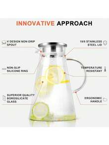 1 Piece 2026 New Product High-Temperature Resistant Glass Cold Water Bottle, Large-Capacity Household Water Cup, Fruit Teapot, High Borosilicate Heat-Resistant Pot, Transparent Glass Milk Juice Drink Pot, Hotel, Mall, Shop Supplies. - Multicolor - View 5