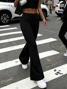 Quần yoga ống loe mềm mại như mây dành cho nữ, quần ống loe nâng mông giúp thon gọn, quần ống rộng không đường may thoải mái dành cho tập thể dục. - màu đen - Xem 1