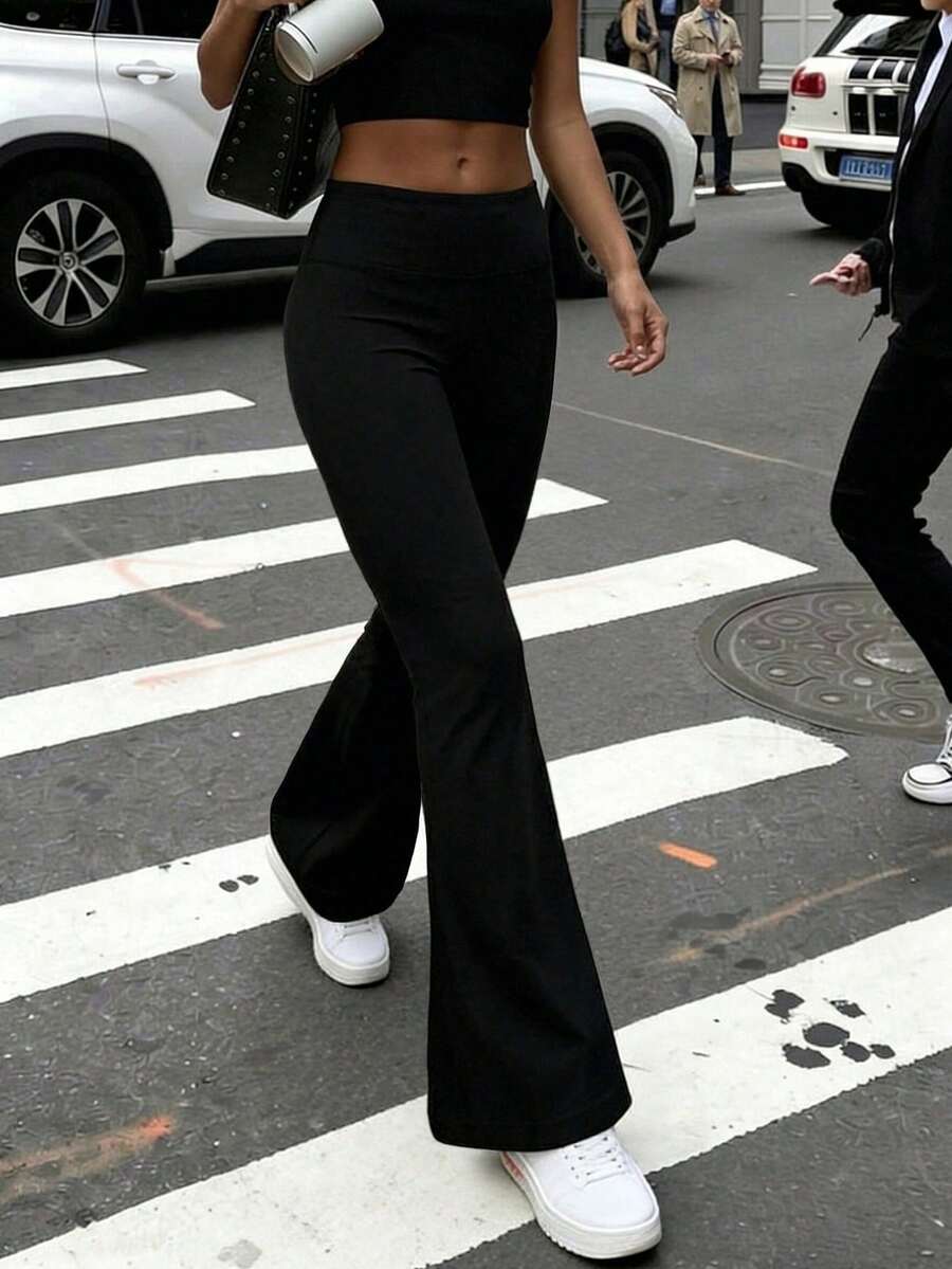 Quần yoga ống loe mềm mại như mây dành cho nữ, quần ống loe nâng mông giúp thon gọn, quần ống rộng không đường may thoải mái dành cho tập thể dục. - màu đen - Xem 1