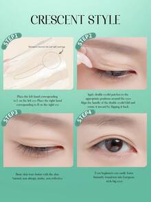 1 Box/60pcs Invisible Double Eyelid Tapes, Breathable Mesh Material, Green Crescent Moon Shape, Natural Matte Finish, Waterproof, Sweat-Resistant, Easy To Apply And Remove, Eyelid Makeup Tool For Daily Use - Green - View 5